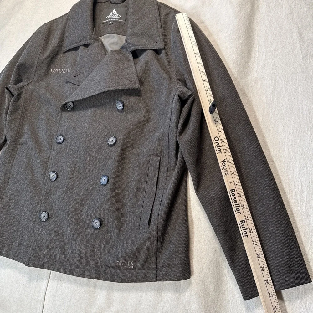 Men's Vaude Double Breasted Blazer Jacket Coat Sz L Gray Ceplex Active